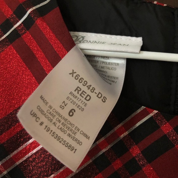 Bonnie Jean red plaid Christmas dress girls size 6 - Picture 4 of 9